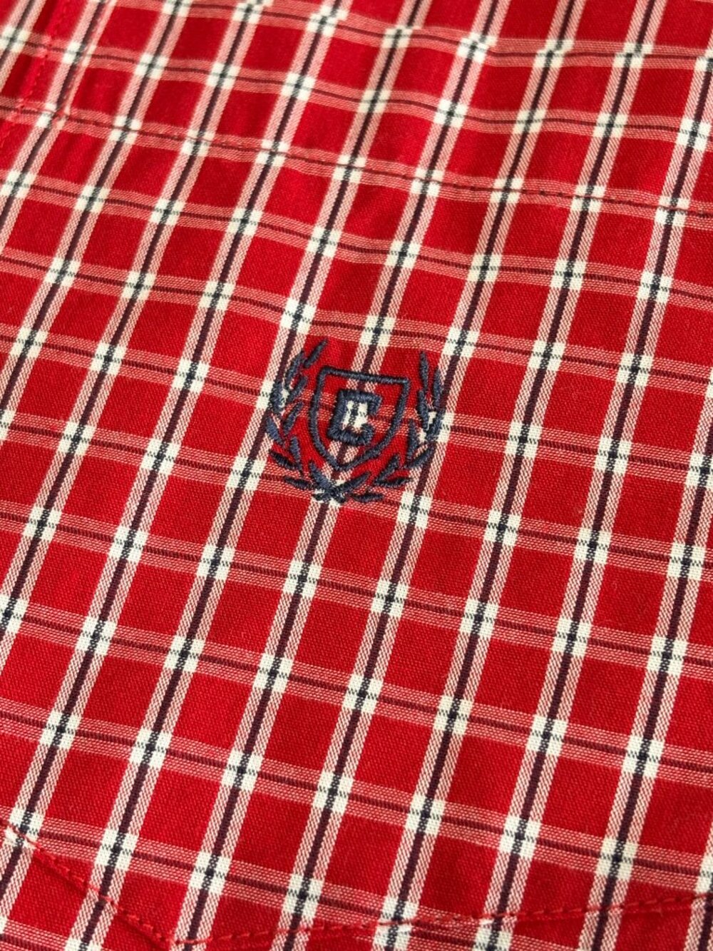 Chaps Long Sleeved Plaid Button Up Shirt Easy Care Red Mens Medium NWT - Picture 3 of 10